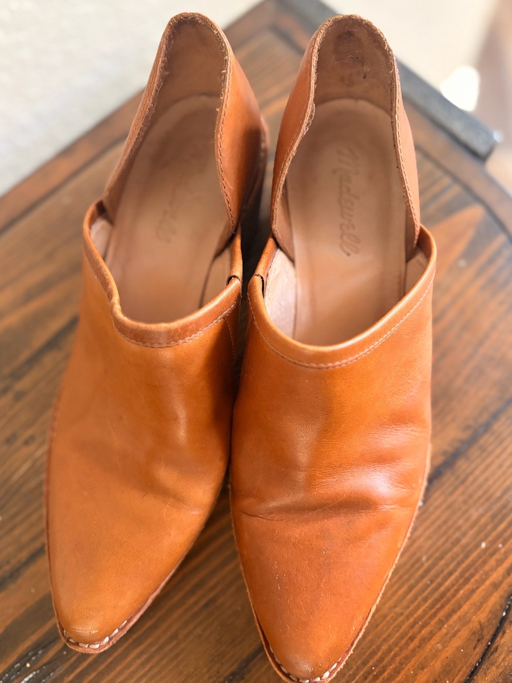 Madewell Cognac Leather Slip-On Mules